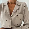 Pocket Long Sleeve Turn Down Collar Women's Shirts Office Lady Polka Dot Cotton Casual Shirts 2022 New Spring Blouses