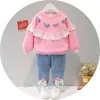 Vestiti per ragazze Babi Autunno Primavera Stile moda Materiale cotone Abbigliamento per bambini 3 anni 2 bambini Suit 211224