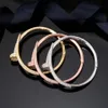 Nail Bracelets Women 18k Gold Plated Love Bangle Bracelet Full Diamond Bracelet Jewelry For Gift 165cm no box8666943