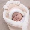 Baby Autumn Winter Thicken Soft Filt född kuvertvagn Wrap Baby Sleeping Bags Footmuff Fleece Thermal Swading Wrap LJ201204
