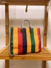 Stripe Rainbow Large Bucket Bag Shoppingväska randig axelväska för kvinnor det senaste modemönstret kombinerat med klassiskt tryck