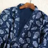 Men Robe Kimono Yukata Pamas Cotton Soft Japanese Bathrobe Nightwear Leaves imprimer la nouvelle mode 904-872 201109