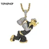 Tophiphop Bling Iced Out Popeye Shape Necklace Pendant with Cubic zircon Gold Men039s Women Hip Hop Rock Jewelry18076887