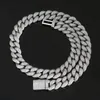 18mm wide Hip Hop Bling Ice Out Full CZ Stone Round Cuban Miami Link Chain Necklace for Men Rapper Jewelry Drop Shipping