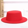 2021 Primavera Sombreros para hombre Fedoras Vintage Mujeres Niñas Fieltro Fedoras Flat Top Jazz Hat Europeo American Round Caps Bowler Hats261g4126357