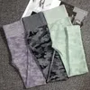 Camouflage set 2pcs dames sportpak yoga set gym workout kleding lange mouw fitness crop top top high taille naadloze camo leggings t200115