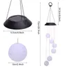 2V 40mAh Solar Smart Light Control Wave Ball Wind Chime Style Corridor Dekoration Hänge 6 F5 Lampa Pärlor Svart Solar Panel Färgglada Ljus