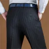 Icpans ارتفاع الخصر الصوف الرجال عارضة السراويل الكلاسيكية مستقيم فضفاض فضفاض سوداء البدلة بانت للرجال السراويل الرسمية رجل الحجم 42 44 201217