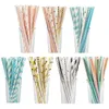 25pcs Disposable Paper Straws Creative Mixed Drinking Straw Birthday Party Decorations Kids Baby Shower Wedding Party