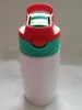 12oz tomt sublimering sippy cup 6 färger 350 ml barn vattenflaska med halmlock rostfritt stål dricka tumblers hav frakt cca12598