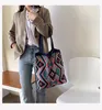 Lady Knitting Gypsy Bohemian Boho Chic Aztec Tote Bag Donne Uncinetto Lana Open Shopper Shopper Gastronomia Borsa 2021 Borsa giornaliera femminile