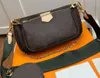 Neue braune Blumenmode -Crossbody -Tasche Shouder Bags Classic Clutch Bag drei Set Messenger Tote 24x13x4,5 cm