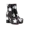 MStacchi -platform Ankle Boots For Women Luxury print ster Echt lederen hoge hakken schoenen vrouw rond hakken Botines Mujer 201105