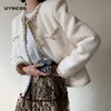 Jaquetas Femininas UVRCOS Outono Inverno Tweed Casaco Feminino Manga Comprida Seio Simples Estilo Coreano Minimalista Jaquetas Femininas Vestidos Elegantes