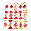 15 Pcs MURANO fait à la main en verre rouge bonbons Pop Art ornement de Noël pendentif décor de table décor à la maison faveurs de table faveurs de fête 201203180v