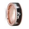 Fdlk Fashion Black Color Stainless Steel Wedding Bands New Style Wooden Pattern Deer Rings for Men Wholesale Jewelry Bulks