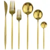 24pcs Couverts En Acier Inoxydable 304 Argent Vaisselle Ensemble Couteau Dessert Fourchette Cuillère Argenterie Cuisine Vaisselle Ensemble Boîte Noire 201116