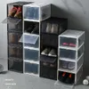 Thicken Plastic Sport Shoes Dustproof Storage Boxes Transparent Sneaker Stackable Organizer Domestic Box Exhibition cabinet Black White