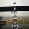 Ängel Eyes Glass Double Honeycomb Perc Bong 13.7 '' Vattenrör 14.4mm Joint Size Lila Färg Hookahs