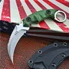 Outdoor Survival Tactical Fixed Blades Claw Knife D2 Black Stone Wash / Satin Blade Full Tang GRN Handle Karambit