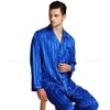 رجالي الحرير الساتان منامة مجموعة بيجامة بيجامة مجموعة ملابس خاصة من النوم S، M، L، XL، 2XL، 3XL، 4XL بالإضافة إلى مخطط أسود 201111