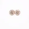 Style rond mignon fleurs boucles d'oreilles évider Design or blanc Rose trois couleurs en option pour les femmes