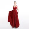 高スリットProm Satin Red Blue Spaghettiストラップのプラスサイズのイブニングドレス恋人セクシーなVestidos de Fiesta de Noche Abiye 201113