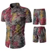 2020 Summer Men Fashion Floral Print Shirts Shorts Sets mannelijke korte mouw man Hawaiian Beach Casual Tracksuit plus maat Q01253146204