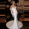 2021 nouvelles robes de mariée sirène paillettes perlées glands pure manches longues Sexy luxe robes de mariée brillant vestido de novia