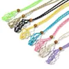 Favor Hand-woven Necklace Wax Line Cord Woven Pendants DIY Jewelry Crafts with Wooden Beads Women Neck Decoration 8 Colors