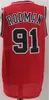 Homens Basquete Scottie Pippen Jersey Dennis Rodman Uniforme Calça Curta Costurada Fora de Casa Vermelho Preto Branco Bege Alta Qualidade