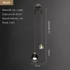 Modern Gold Crystal LED Chandelier Lighting Double Head Round Long Line Bedside Bedroom Restaurant Bar Decoration Device