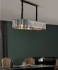 Nouveau lustre en cristal rectangulaire éclairage lustre noir design lustres led pour salon cuisine île lampes suspendues