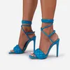 Braiding Band Square Toe Sexy Cross-tied Lace Up Women Thin High Heel Sandals Party School Office Casual Shoes
