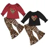 Bear Leader Baby Girls Fashion Odzież Zestawy Jesień Wiosna Kids Leopard T-shirt i Spodnie Bell-Dailed Stroje Odzież dziecięca Y220310