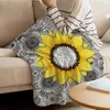 Sunflower And Mandala Pattern Throw Blanket Warm Microfiber Bedroom Sofa Supplies Blankets For Beds