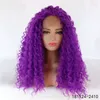 Light Purple Curly Synthetic Lace-frontal Wig Simulation Human Hair Lace Front Wigs 14~26 inches 181124-1716