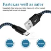 3ft 6ft 10ft Nylon geflochtene Kabel 2A High Speed Line Typ C Micro USB Schnellladekabel für iPhone 15 14 Samsung Huawei Handys izeso