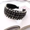 Wollen Plaid Pearl Knot haarband Geknoopte hoofdband voor vrouwen meisjes haaraccessoires