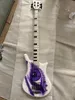 Rare 4 Strings Prince Symbol One Eye White Electric Bass Guitar 26 Frets Black Block Inlay Black Hardware