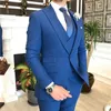 2021 Business Navy Blue Men Suits With Pants 3 Piece Groom Suit Smoking Tuxedo Jacket Wedding Suits For Men Best Man Blazer