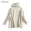 Biaoruina 15 kleur vrouwen mode solide casual gebreide trui vrouwelijke turtleneck oversized pullover dames elegante losse trui LJ200815