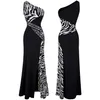 Anjo-moda feminina um ombro zebra frisado pedras preciosas costura vestidos de noite vestidos de baile vestido de festa 072270p