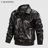 CARANFIER Mens Leather Jacket Fur Coat Men Winter Biker Jackets Thicken Turn-down Collar Outerwear Classic EU SIZE DropShipping 201114