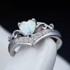 Opal Diamond Ring Heart Rings Wedding verlovingsringen voor vrouwen Fashion Jewelry Gift Will en Sandy