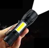 Mini COB lanterna LED lanterna USB Tocha recarregável Zoom LED Toches Handy poderosos lanternas super brilhantes com o cabo USB da bateria embutida