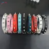 20 pièces / lot de haute qualité pour animaux de compagnie chat collier de chien en cuir PU rivet clouté sangle de cou réglable LJ201111