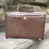 MAN TOTES HANDBAG wholesale price suitcase fully handmade wax stitching shinny crocodile leather mens BUSINESS BAG fast delivery