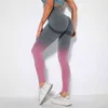 Nieuwe gradiëntkleur sexy vrouw sport yoga fitness leggings panty training hoge taille heup lift dames langlopende jogger broek h1221
