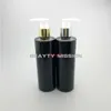 美容ミッション250ml 24ピース/ロット空白ゴールド/シルバーカラースクリューシャンプーローションポンププラスチックブラックブラックの化粧品包装ボトル